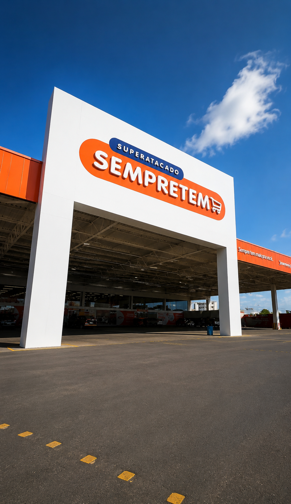 Fachada SEMPRETEM Superatacado executada pela M2Visual